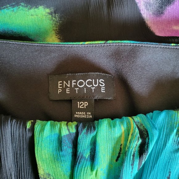 Enfocus Floral Black Crepe Petite Size 12 Maxi Dress - Picture 5 of 12